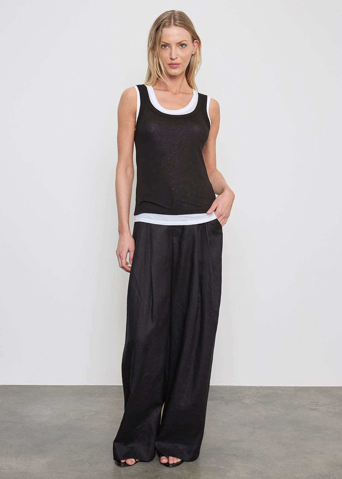 Tissue Jersey Layered Tanks | Black/White