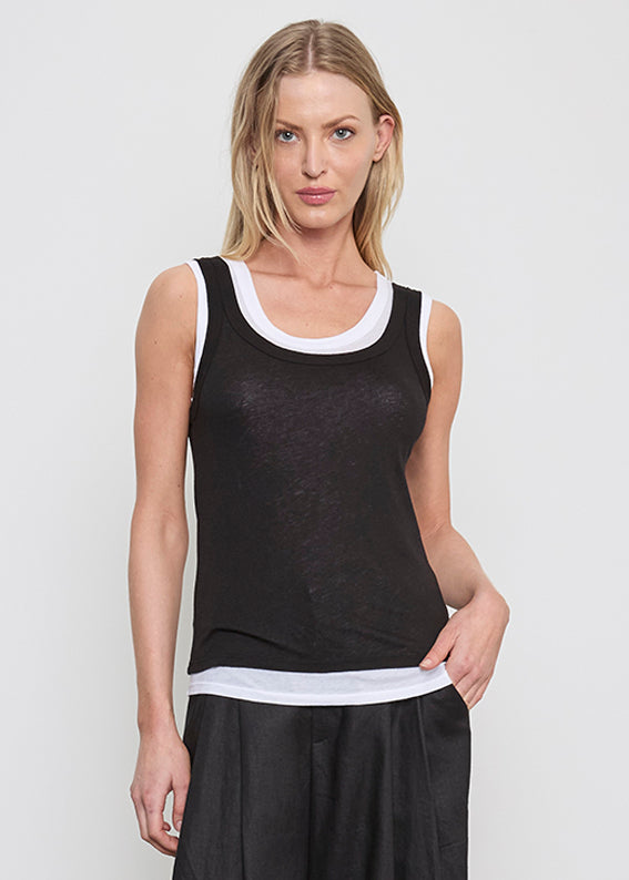 Tissue Jersey Layered Tanks | Black/White – Enza Costa