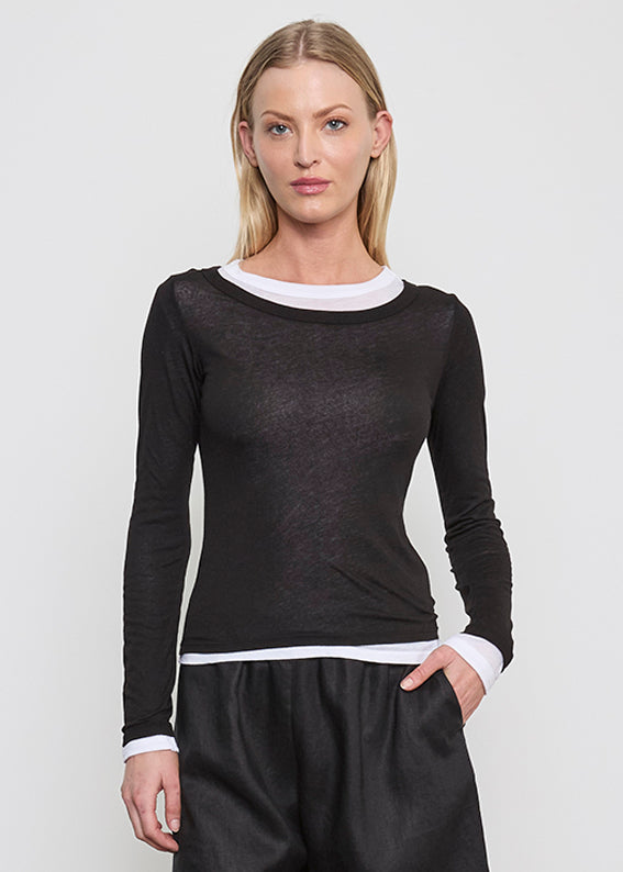 Tissue Jersey Layered L/S | Black/White