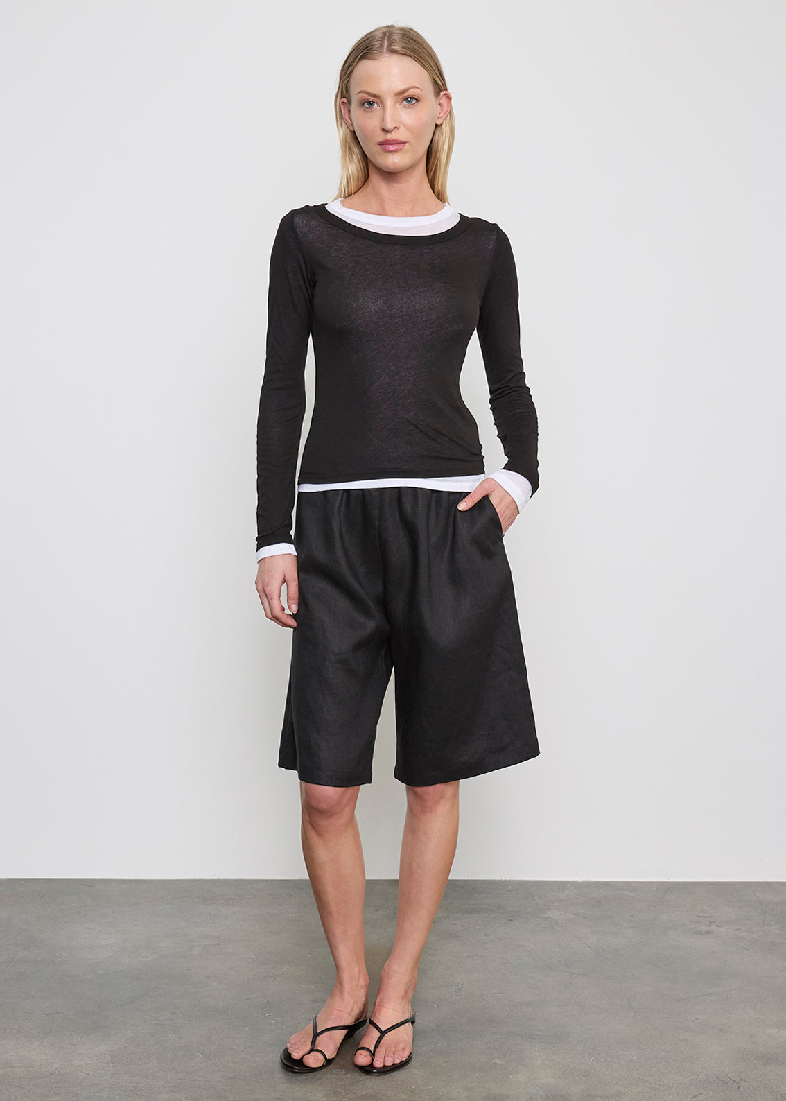 Tissue Jersey Layered L/S | Black/White