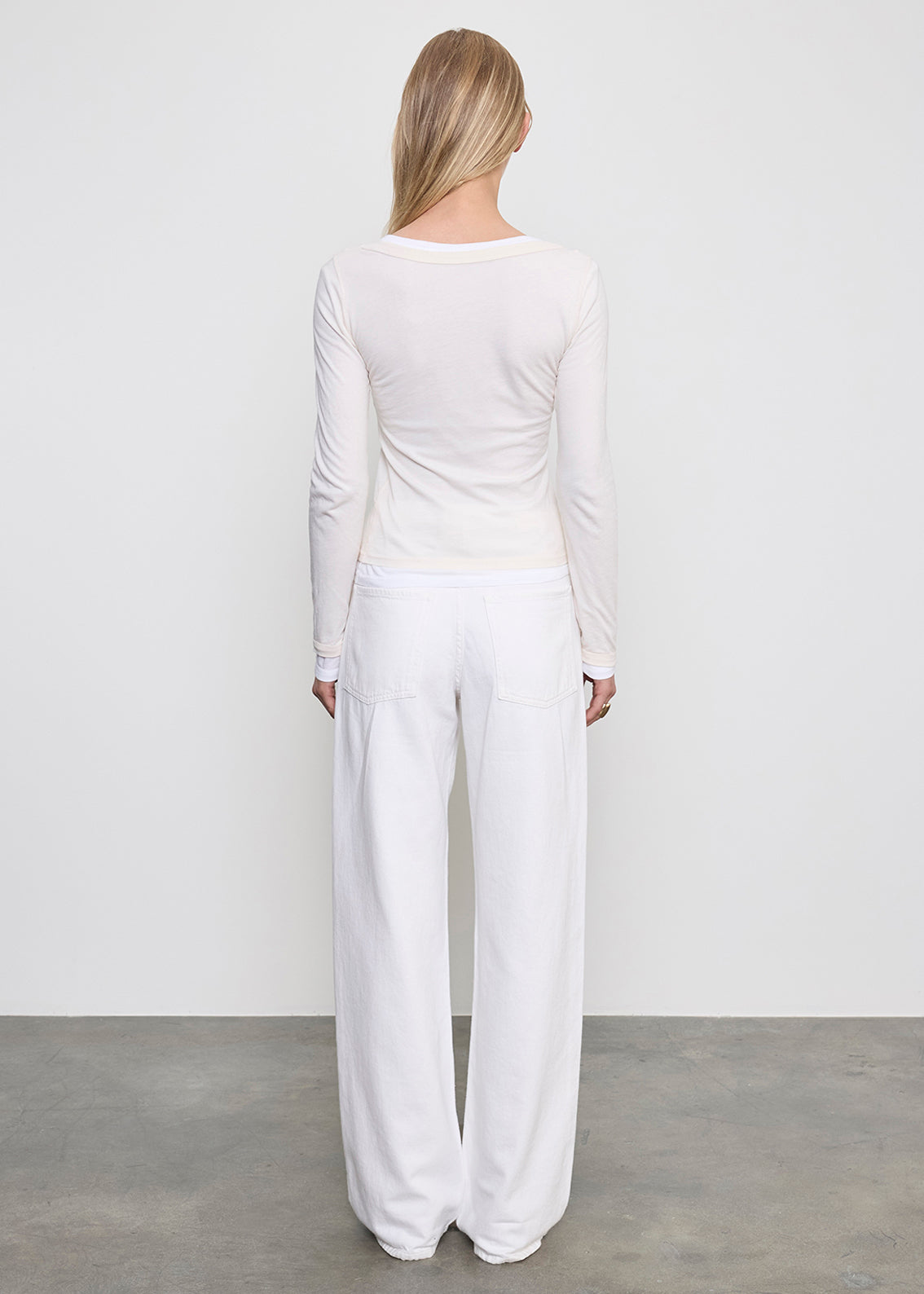Tissue Jersey Layered L/S | Creme/White
