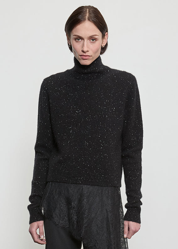 Donegal Cashmere Highneck | Black Speckle