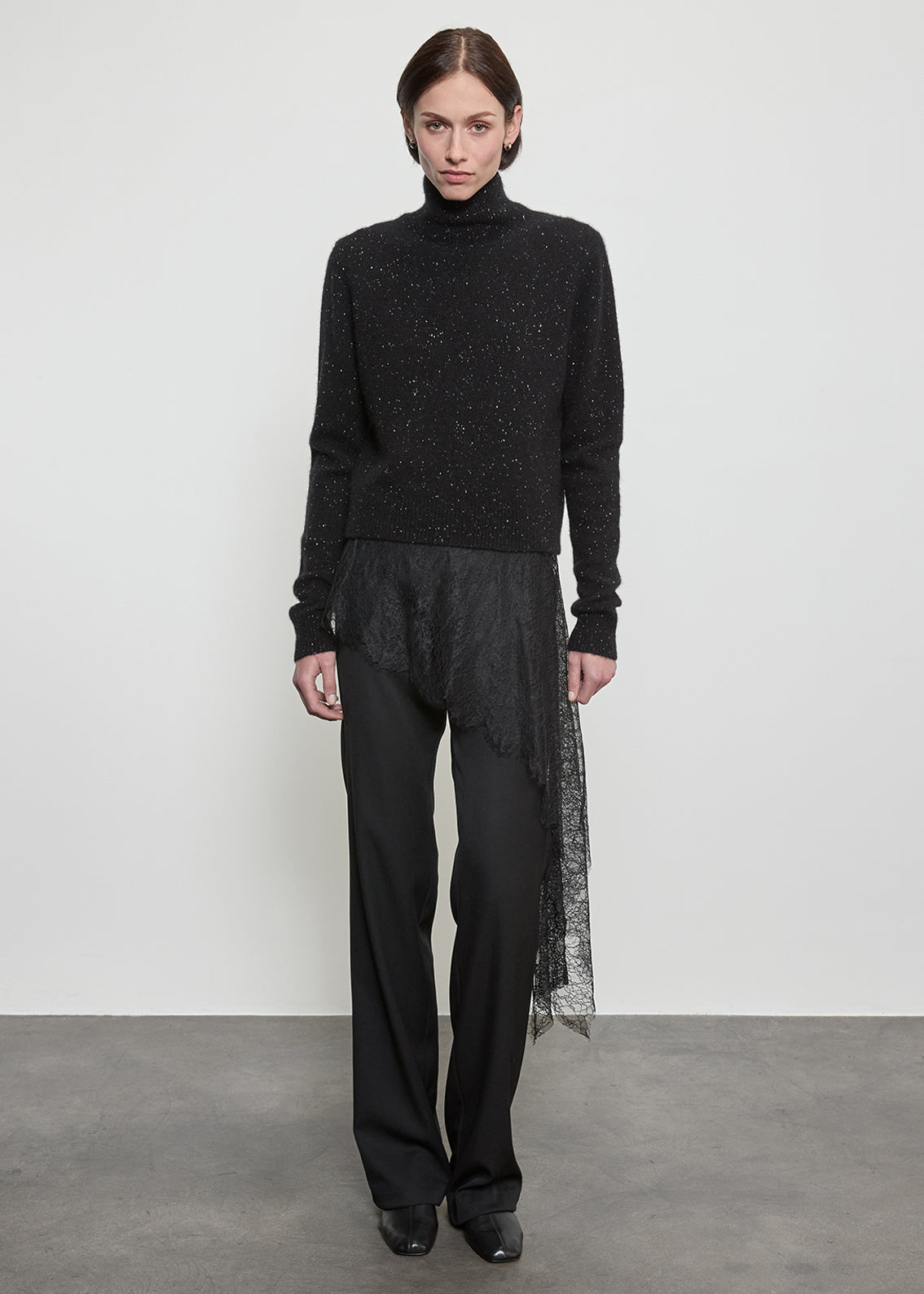 Donegal Cashmere Highneck | Black Speckle