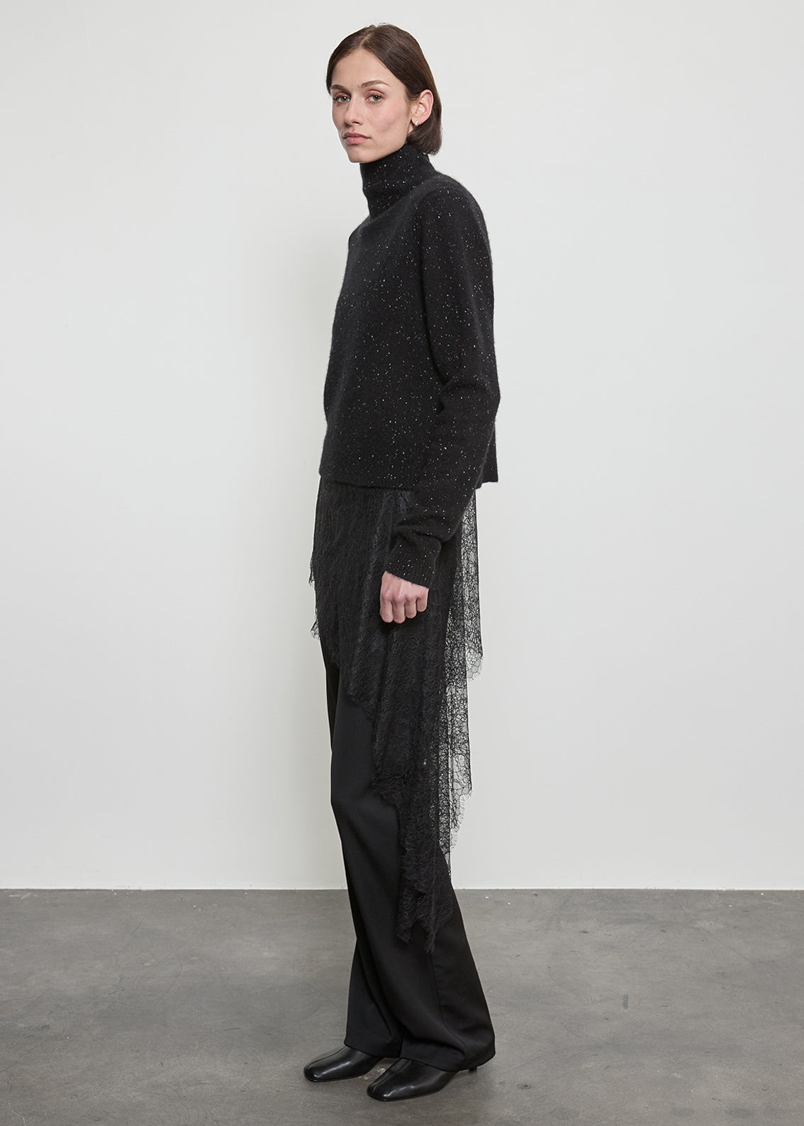 Donegal Cashmere Highneck | Black Speckle
