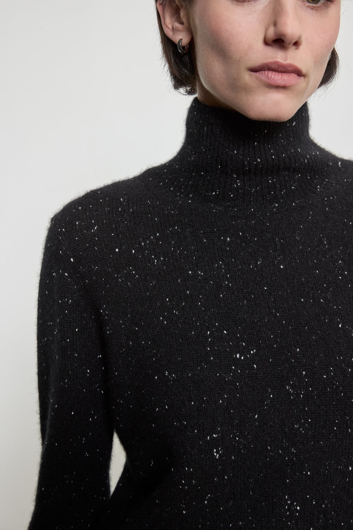 Donegal Cashmere Highneck | Black Speckle