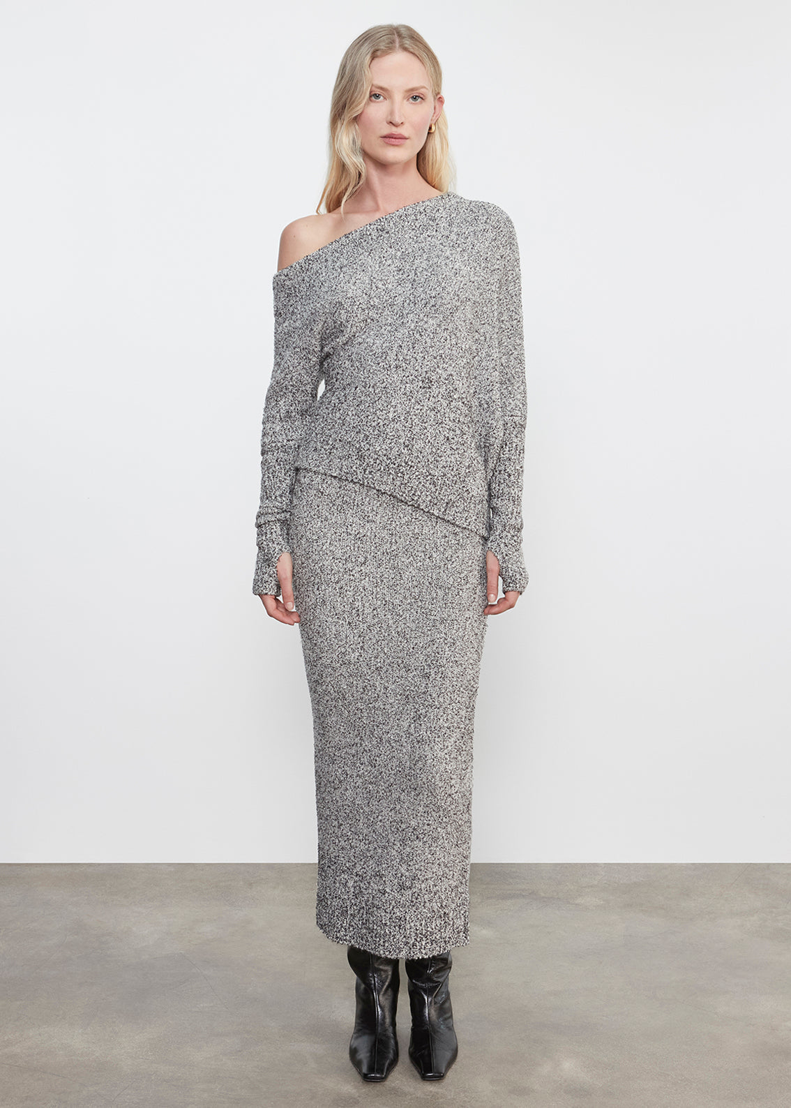 Boucle Knit Slouch Sweater | Pepper