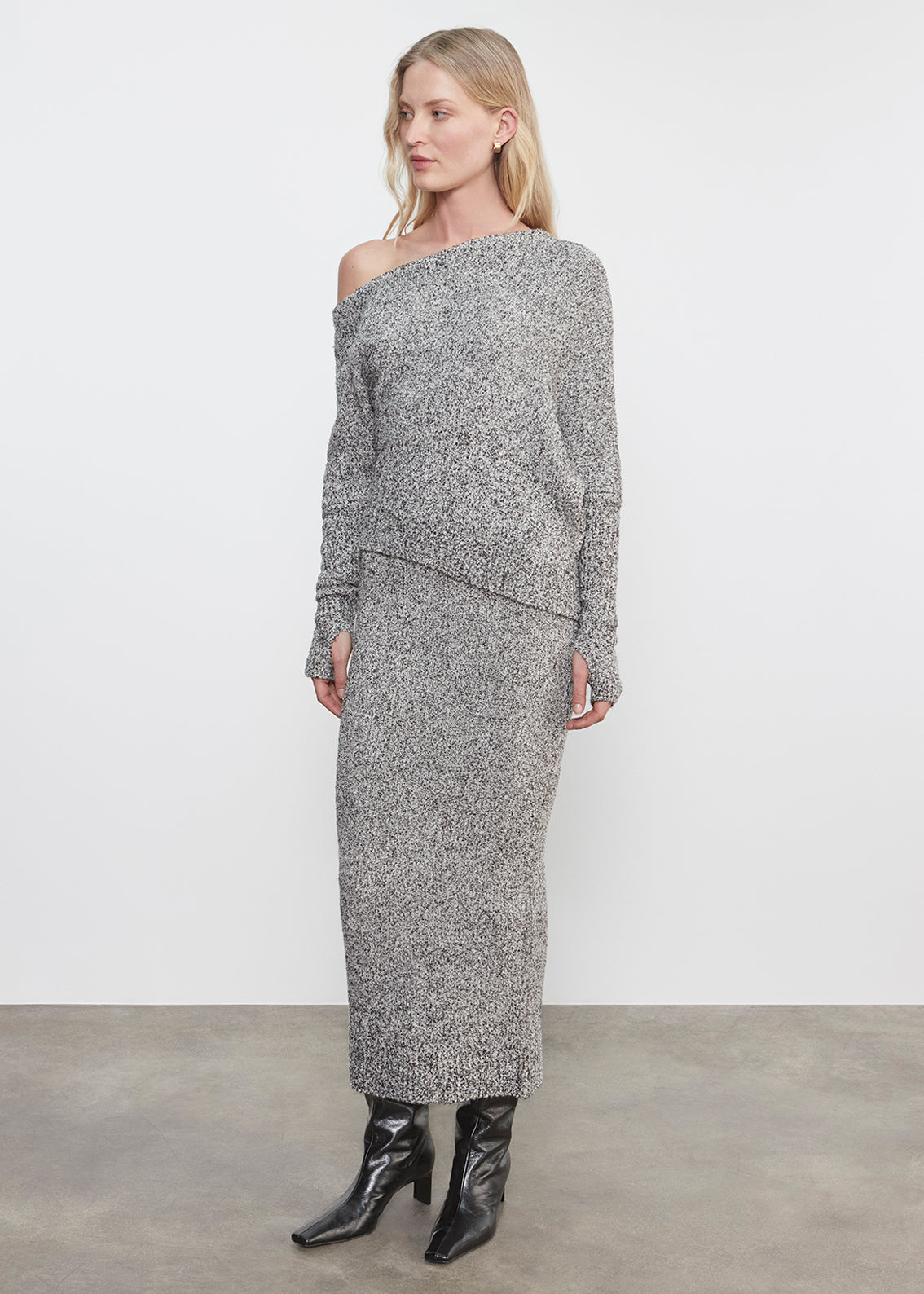 Boucle Knit Slouch Sweater | Pepper