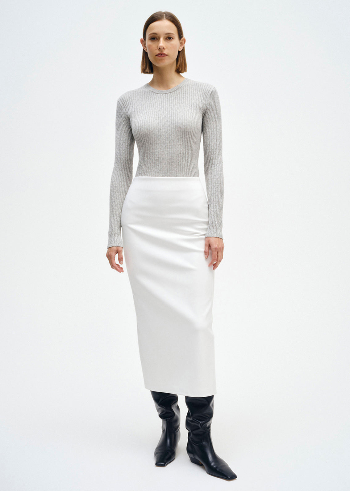 Ankle Length Leather Skirt | Off White