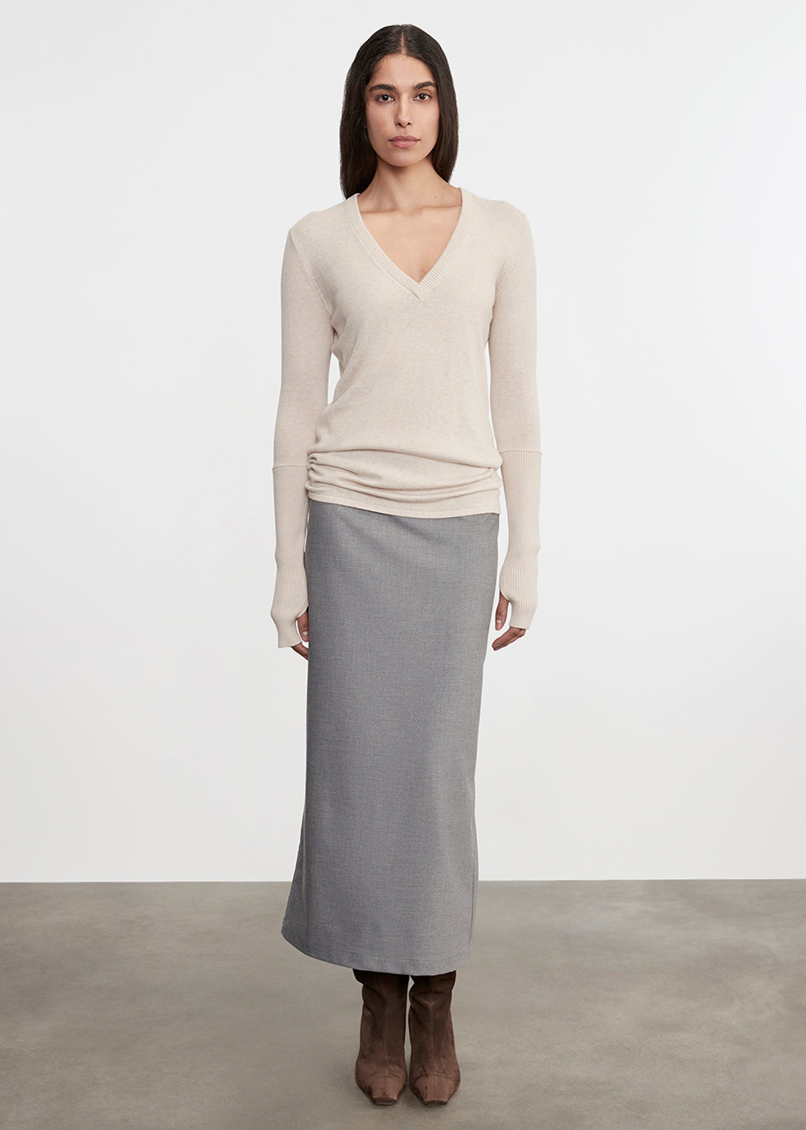 Suiting Pencil Skirt | Light Grey