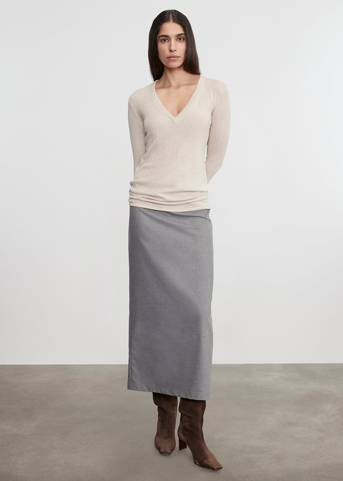 Suiting Pencil Skirt | Light Grey
