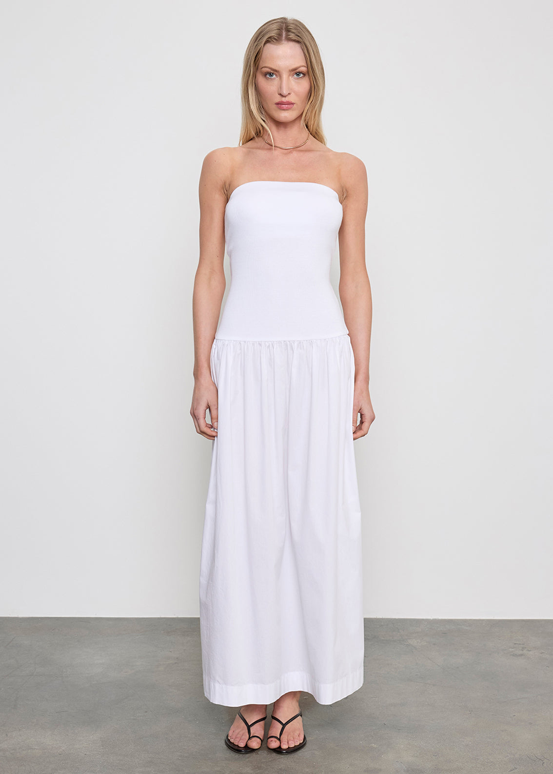 Cotton Bandeau Dress | White