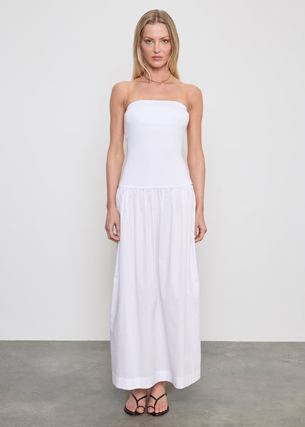 white scuba bandeau maxi dress Cotton Bandeau Dress