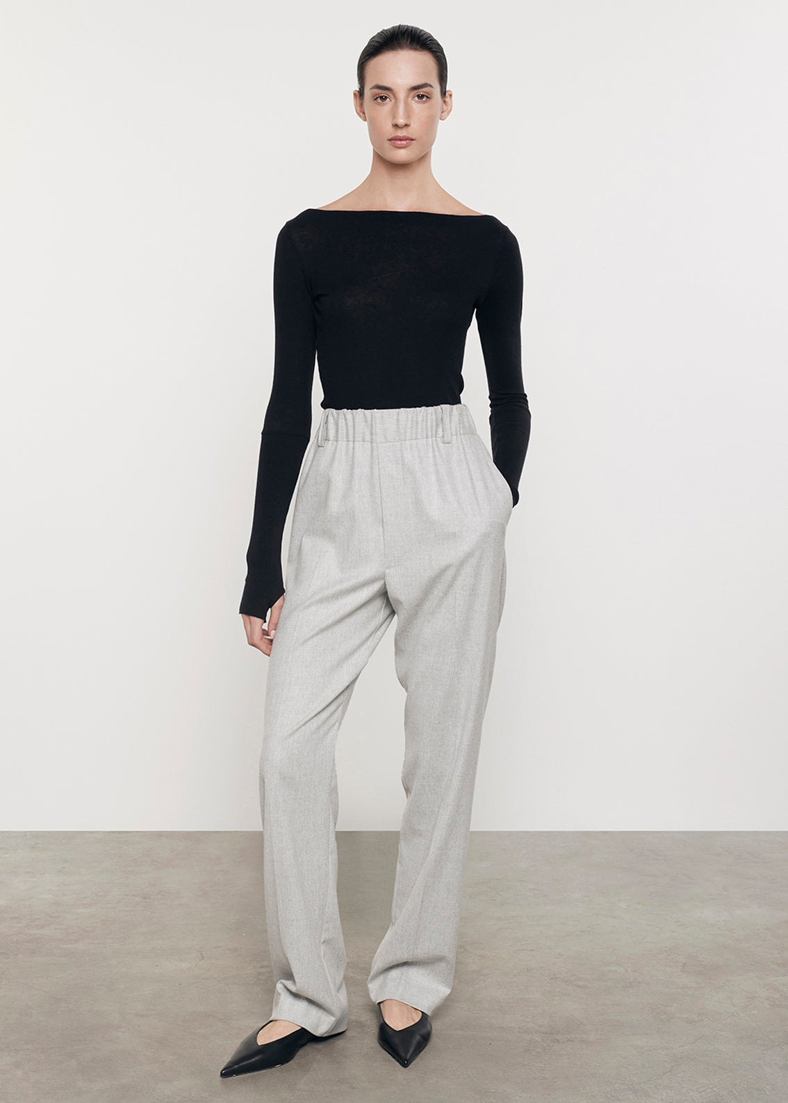 Cashmere Boatneck Top | Black