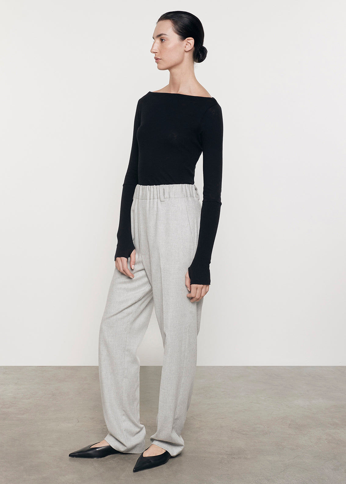 Cashmere Boatneck Top | Black