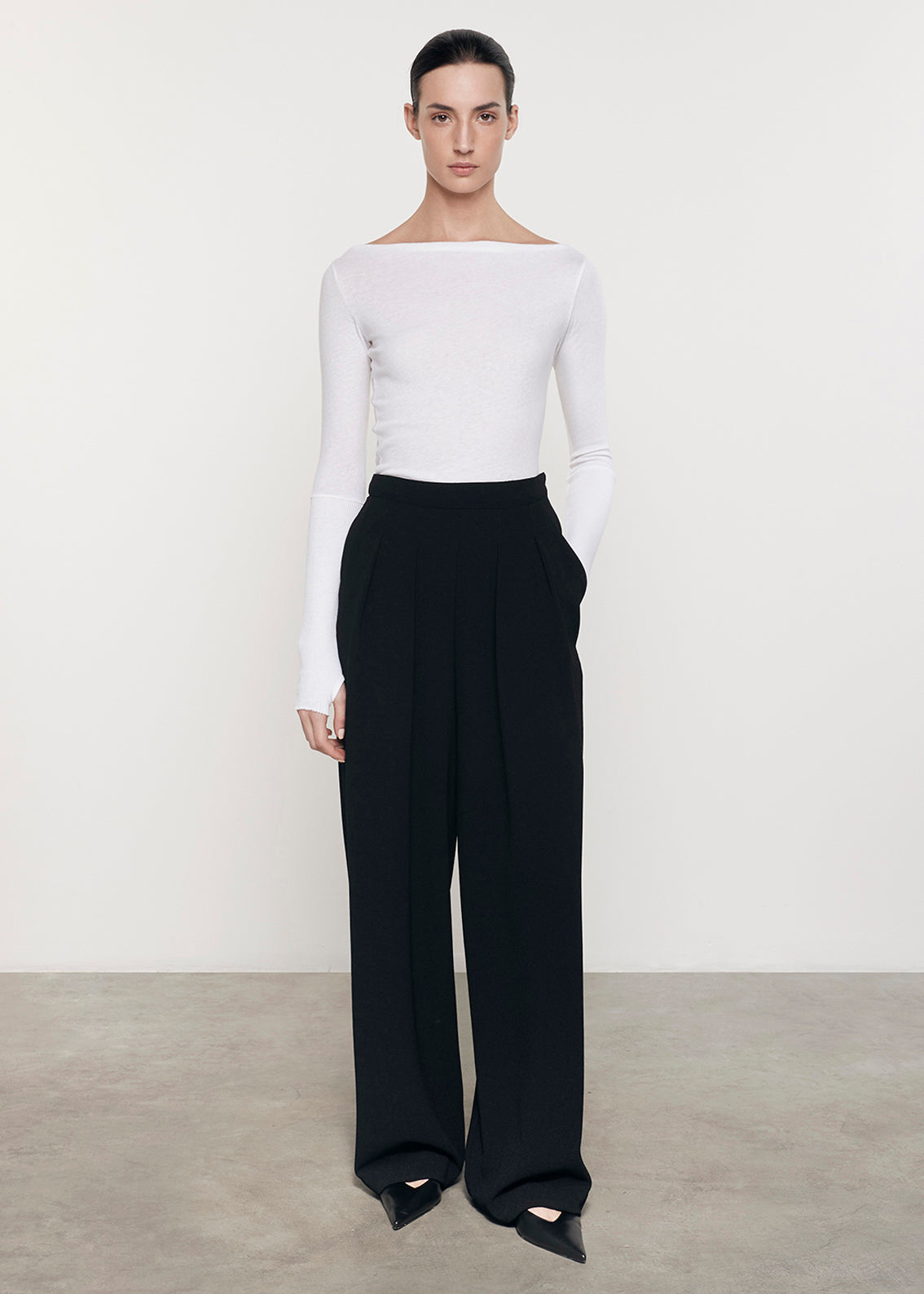 Cashmere Boatneck Top | White