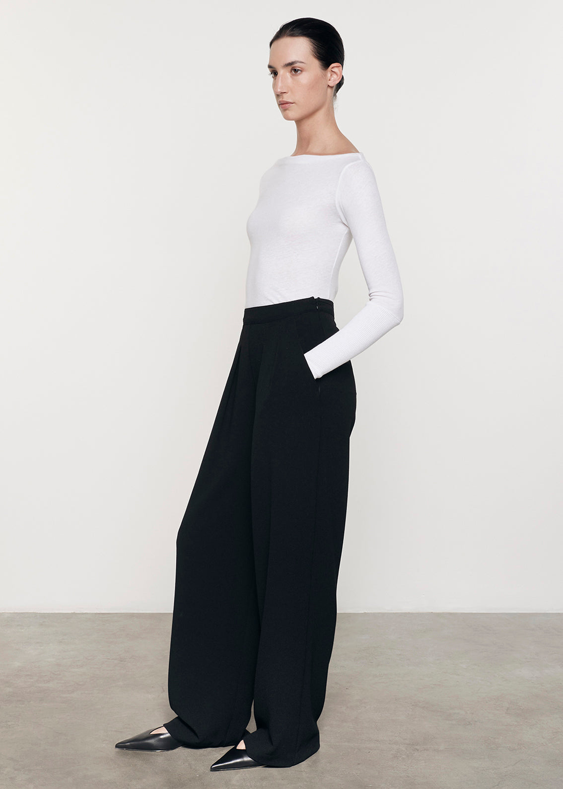 Cashmere Boatneck Top | White