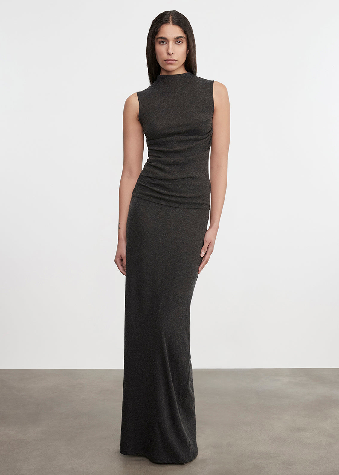 Cashmere Bias Skirt | Charcoal