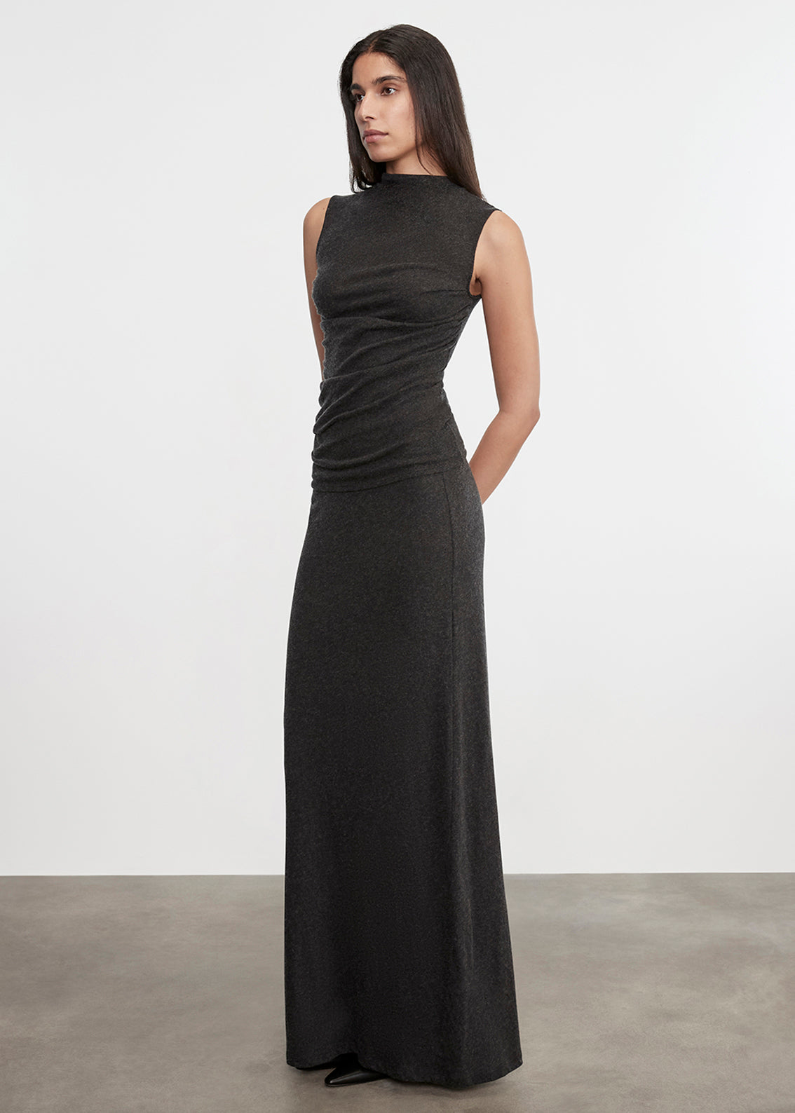 Cashmere Bias Skirt | Charcoal