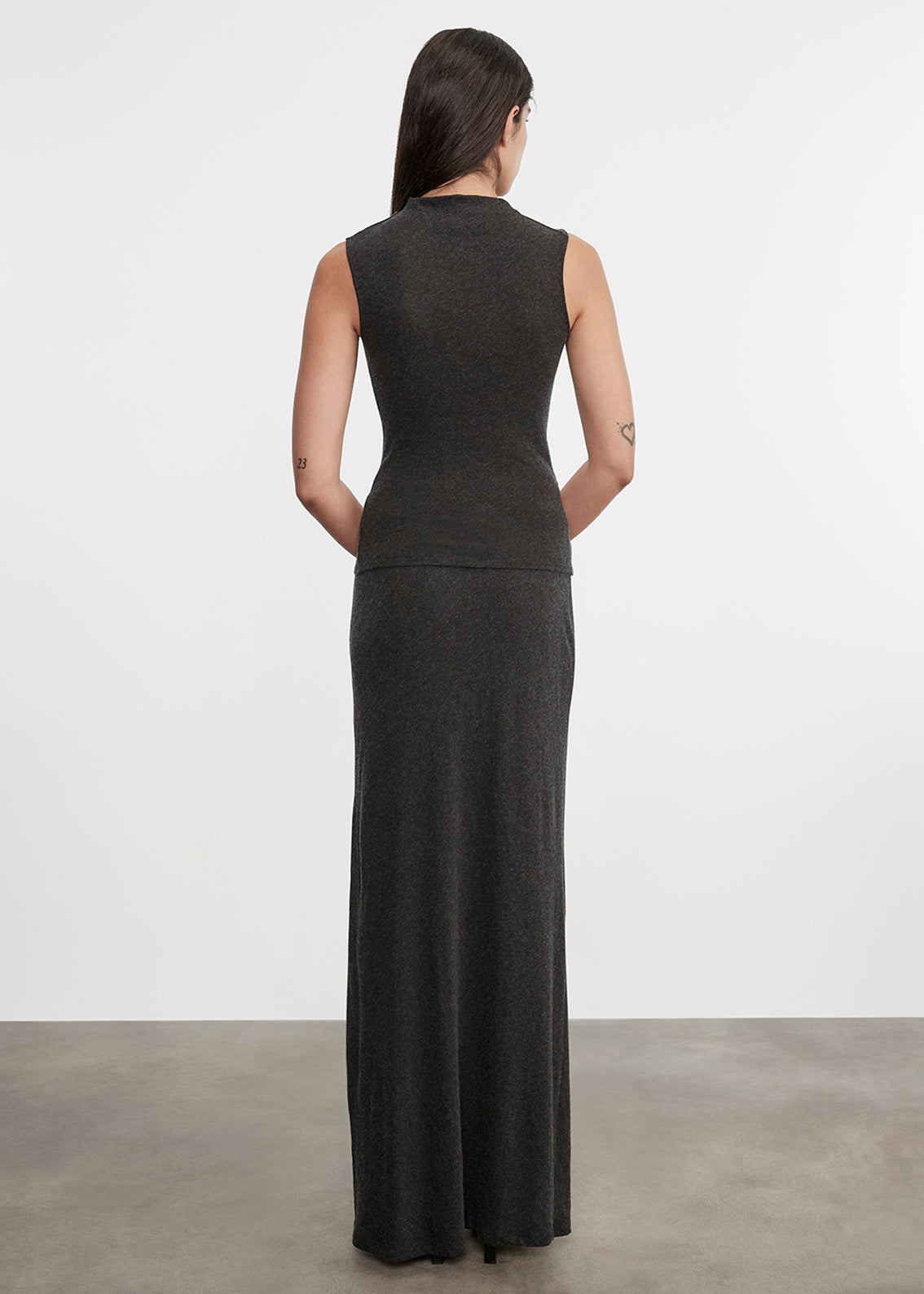 Cashmere Bias Skirt | Charcoal