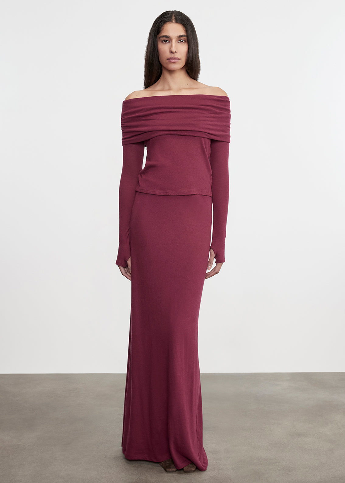 Cashmere L/S Off-Shoulder Top | Barolo