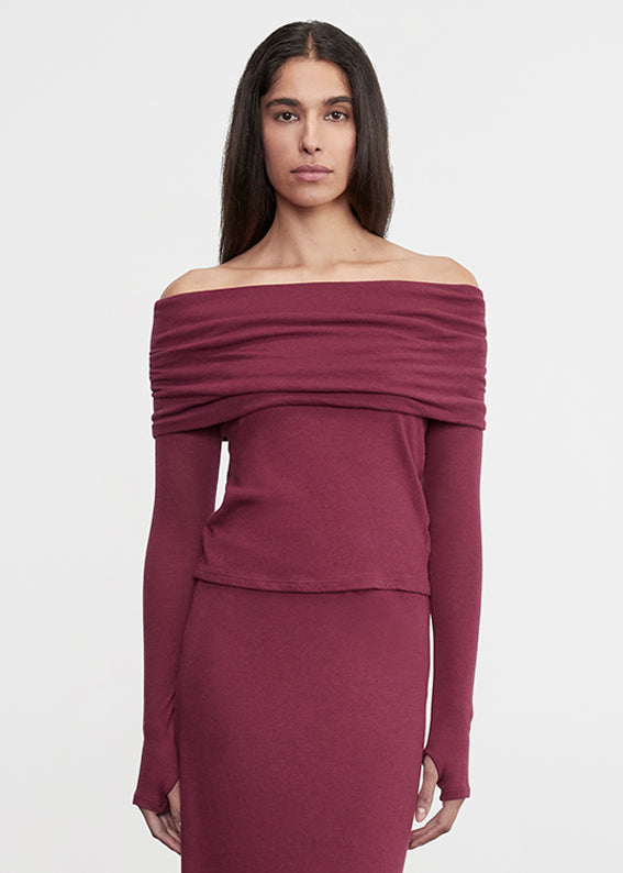 Cashmere L/S Off-Shoulder Top | Barolo