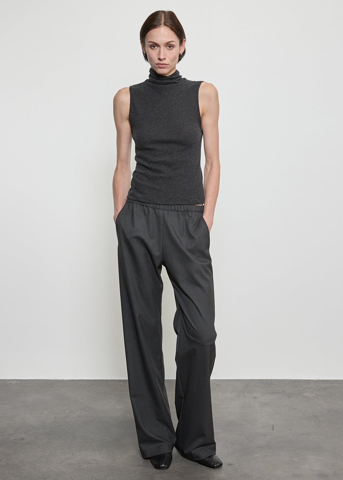 Cashmere Jersey Shell | Charcoal