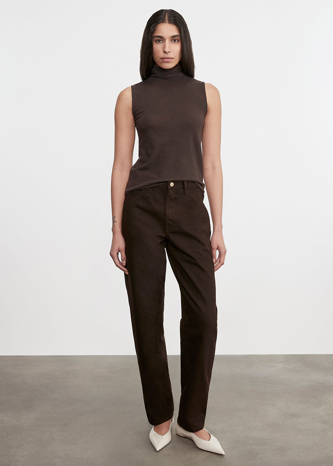 Cashmere Sleeveless Halter | Dark Brown