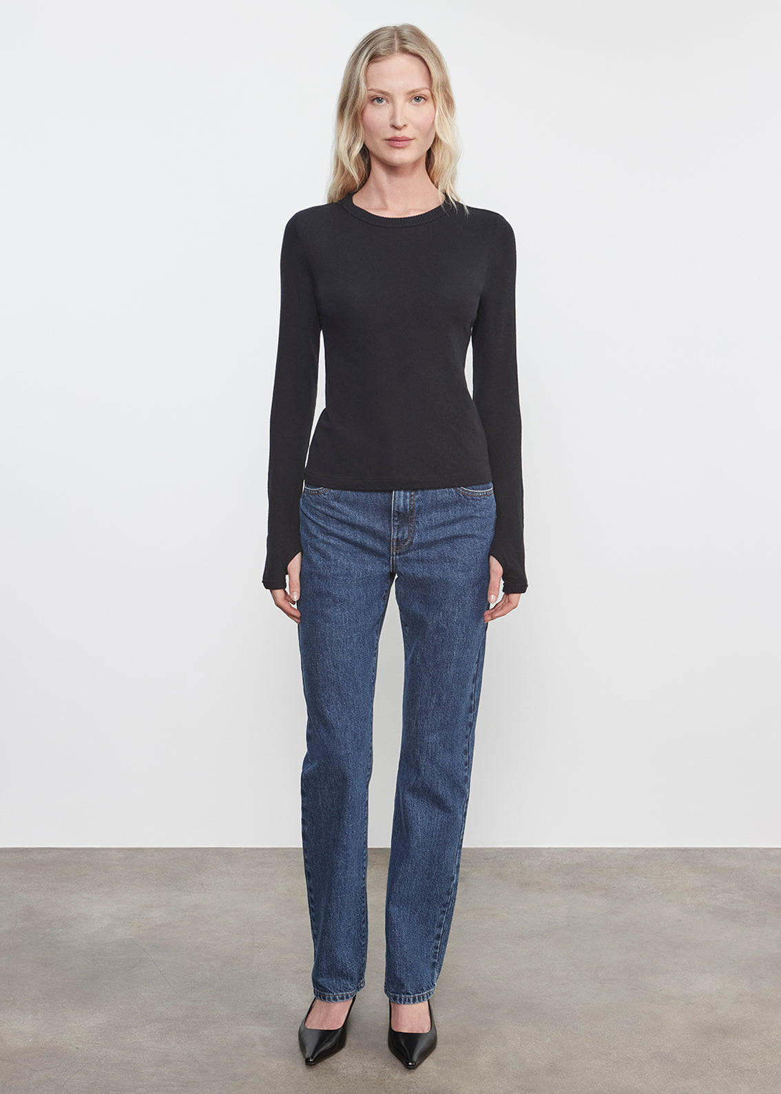 Cashmere New Classic L/S Crew | Black
