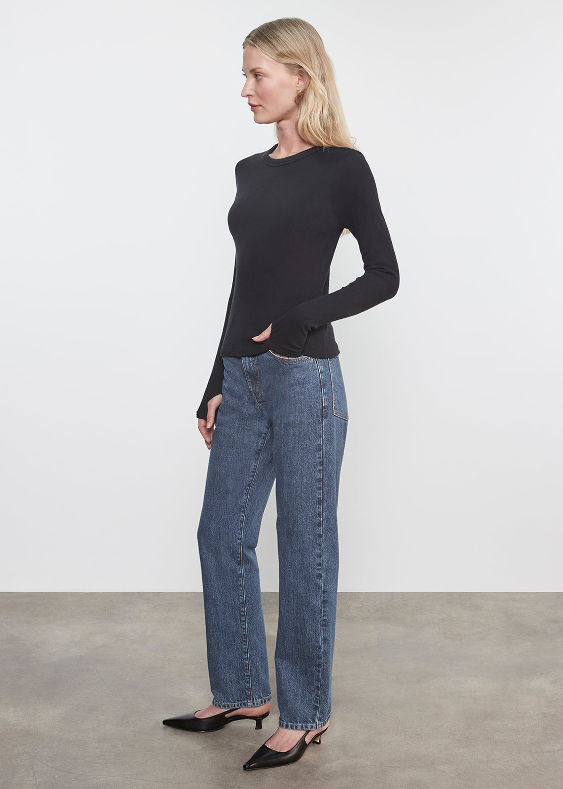 Cashmere New Classic L/S Crew | Black