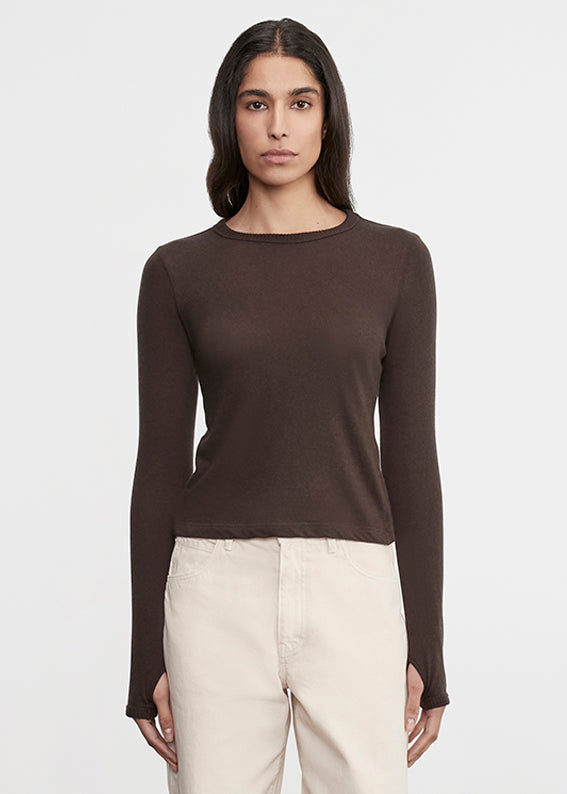 Cashmere New Classic L/S Crew | Dark Brown