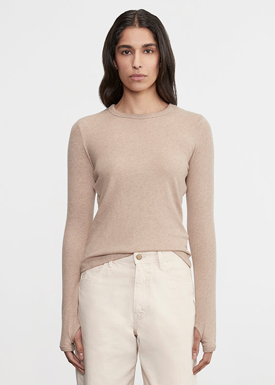 Cashmere New Classic L/S Crew | Khaki