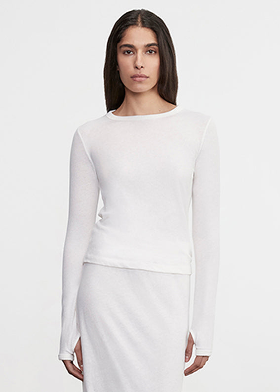 Cashmere New Classic L/S Crew | White
