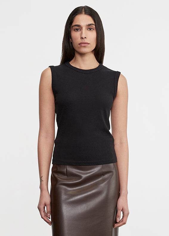 Cashmere New Classic Sleeveless Crew | Black