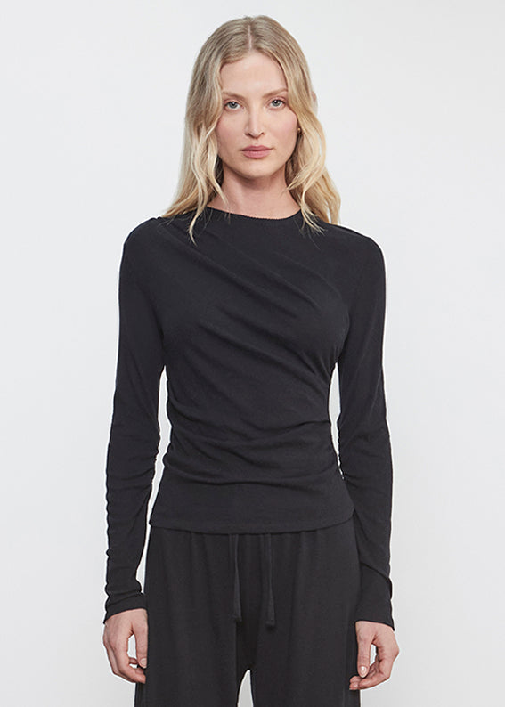 Cashmere Draped L/S Crew | Black
