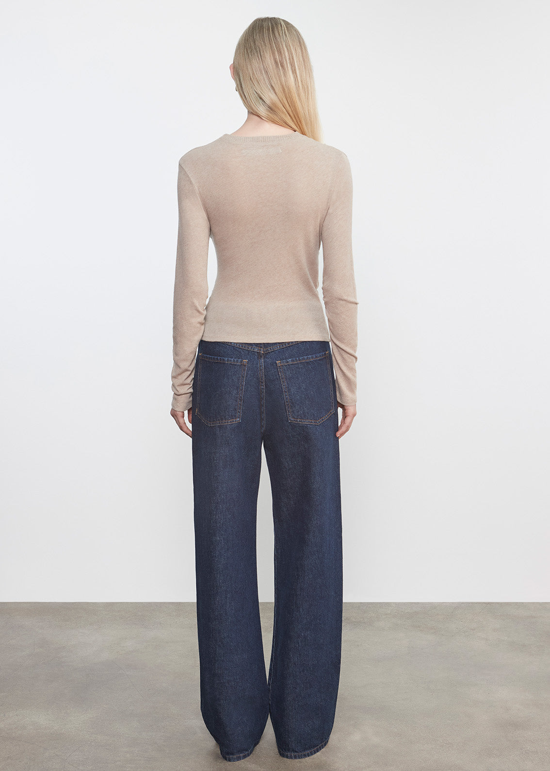 Cashmere Draped L/S Crew | Khaki