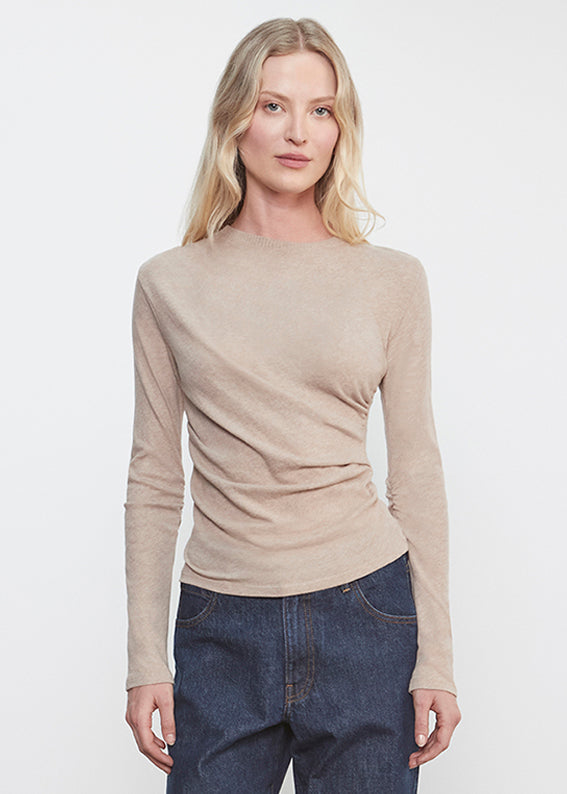 Cashmere Draped L/S Crew | Khaki