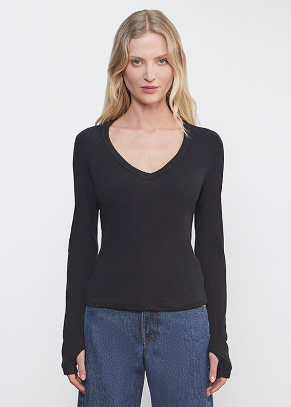 Cashmere Jersey New Classic V-Neck | Black