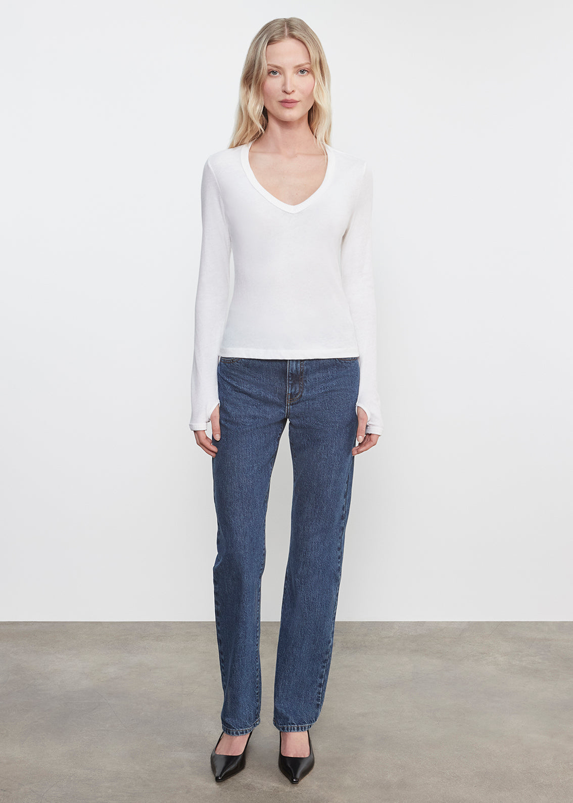 Cashmere Jersey New Classic V-Neck | White