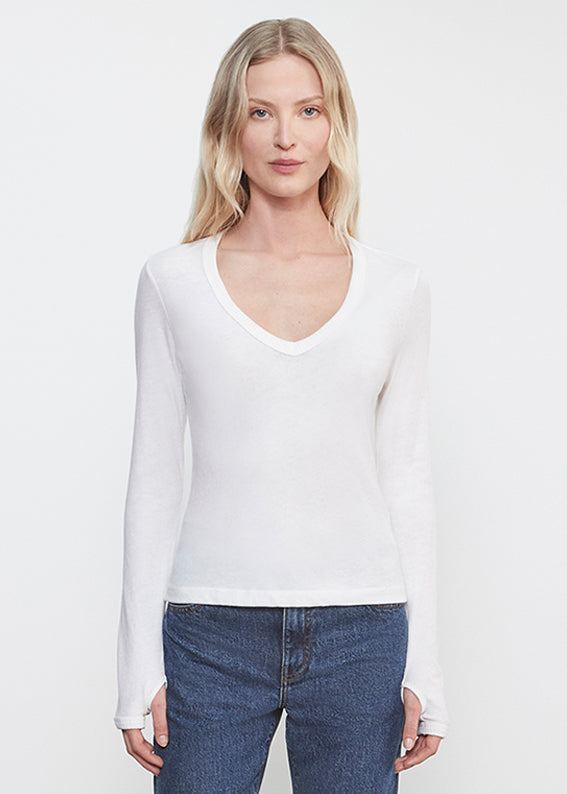 Cashmere Jersey New Classic V-Neck | White