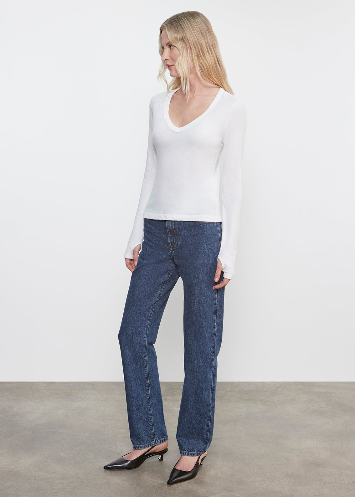 Cashmere Jersey New Classic V-Neck | White