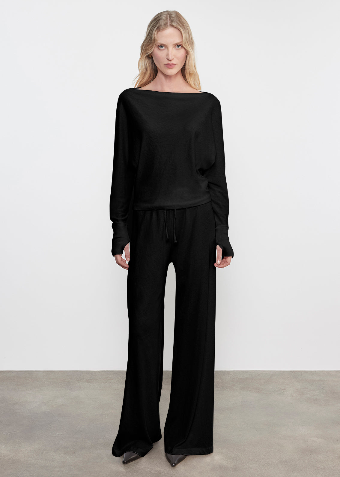Cashmere Drawcord Pant | Black
