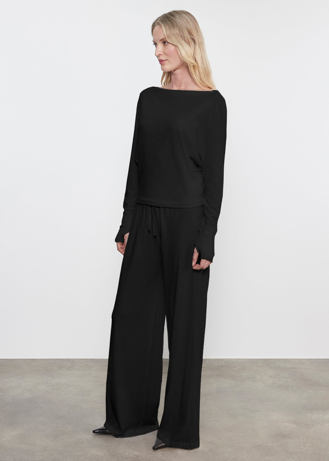 Cashmere Drawcord Pant | Black