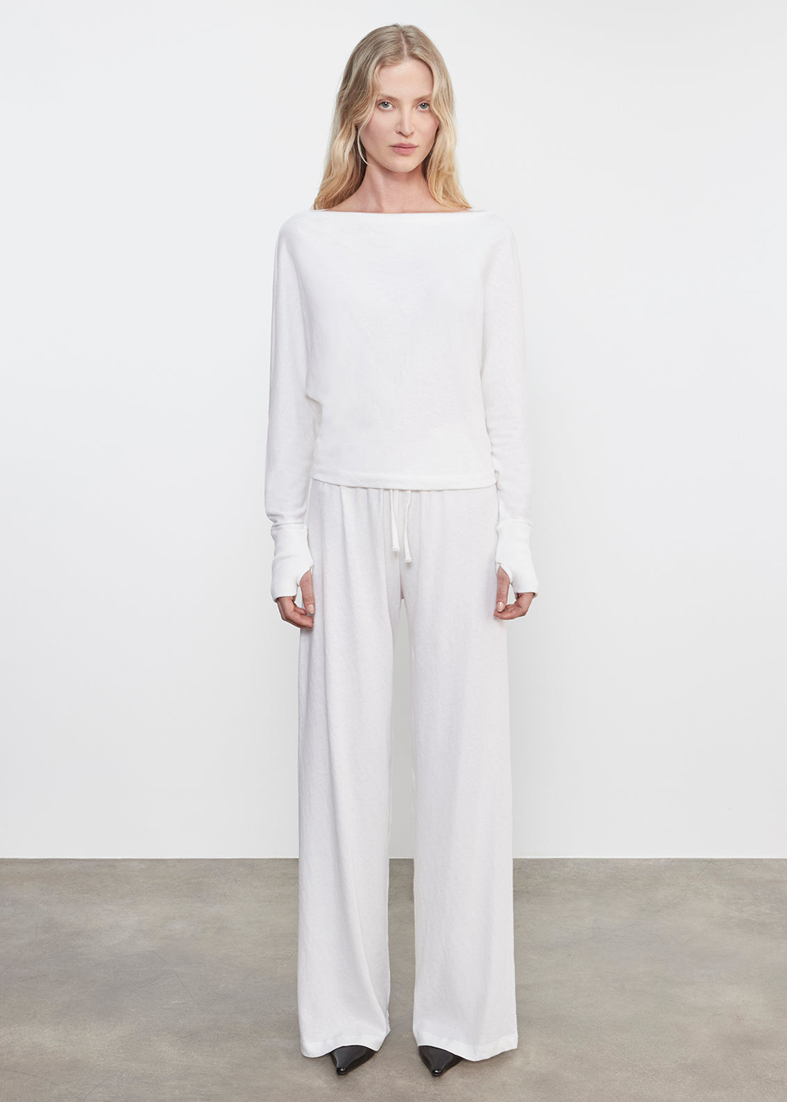Cashmere Drawcord Pant | White