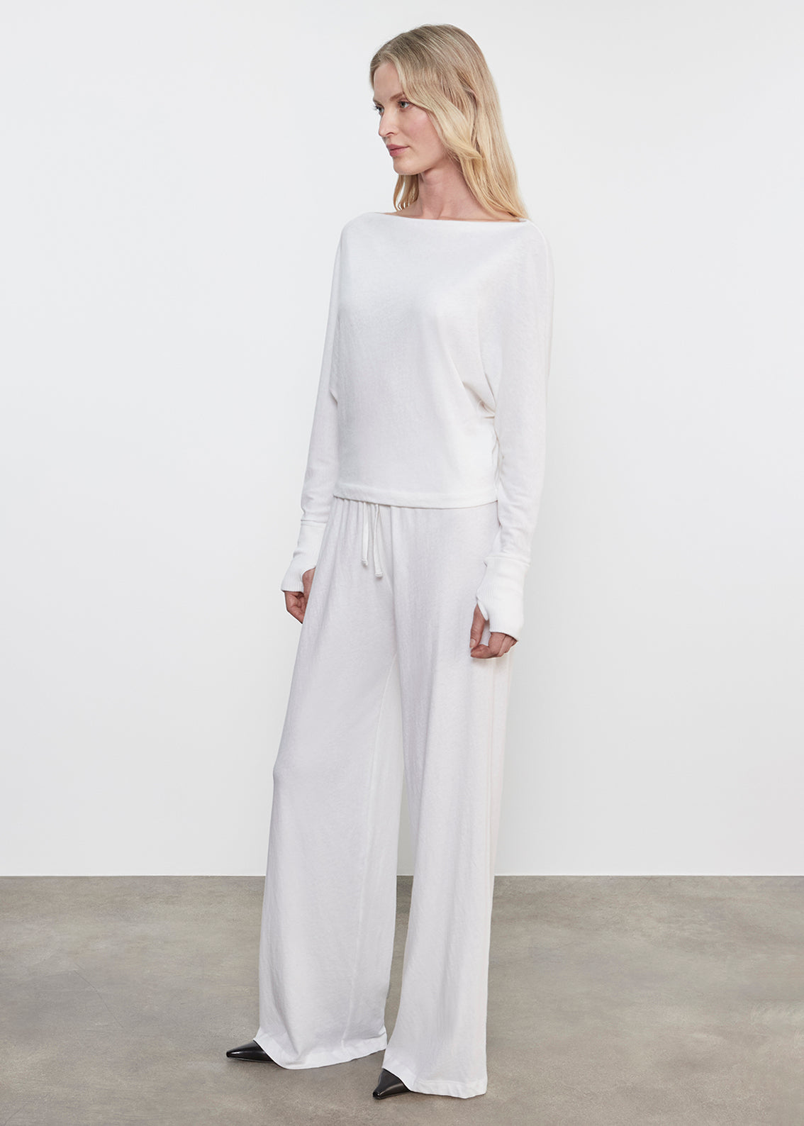 Cashmere Drawcord Pant | White