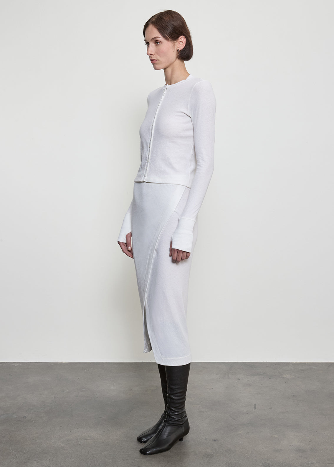Fine Cashmere Jersey Wrap Skirt | White