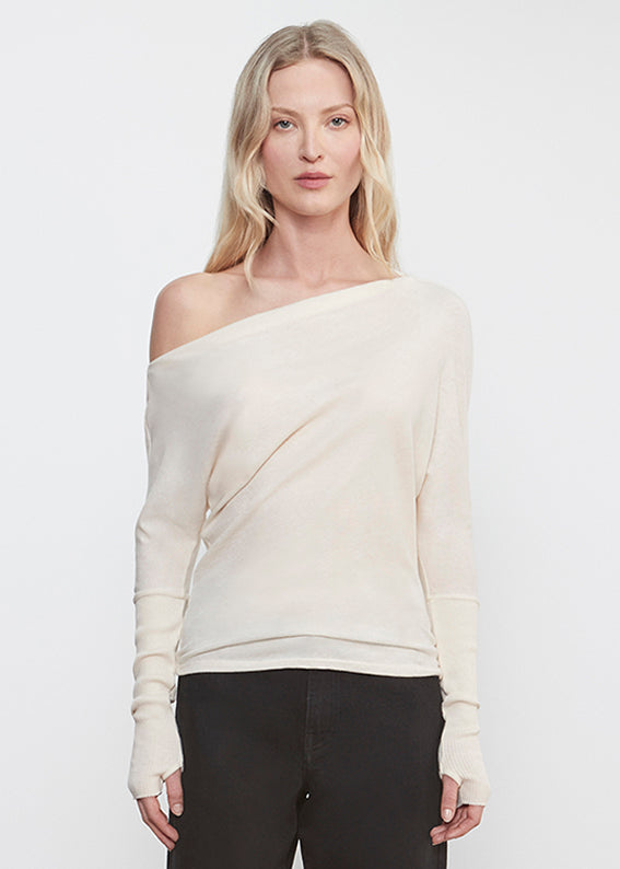 Cashmere Cuffed Off Shoulder L/S | Natural