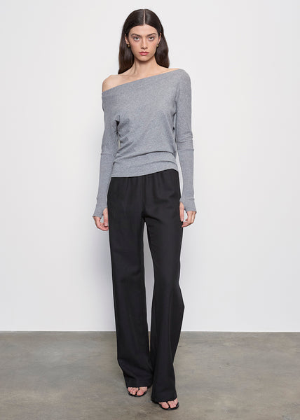 Cashmere Cuffed Off Shoulder L/S | Smoke – Enza Costa