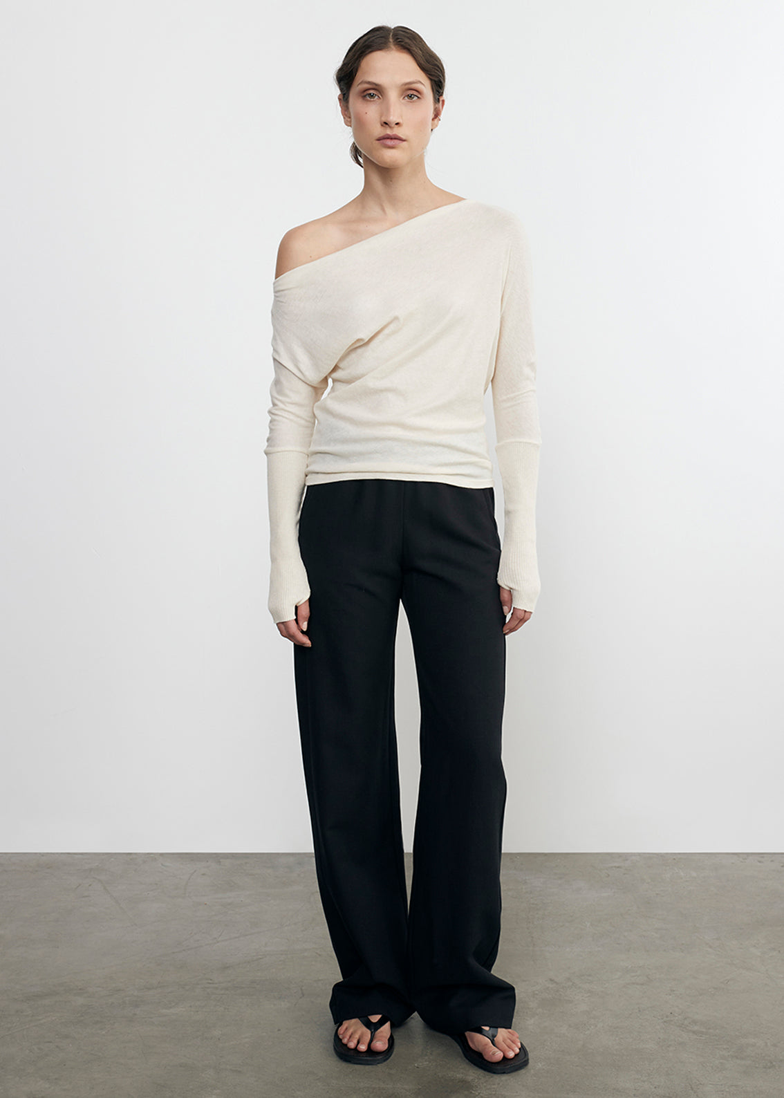 Cashmere Cuffed Off Shoulder L/S | Natural