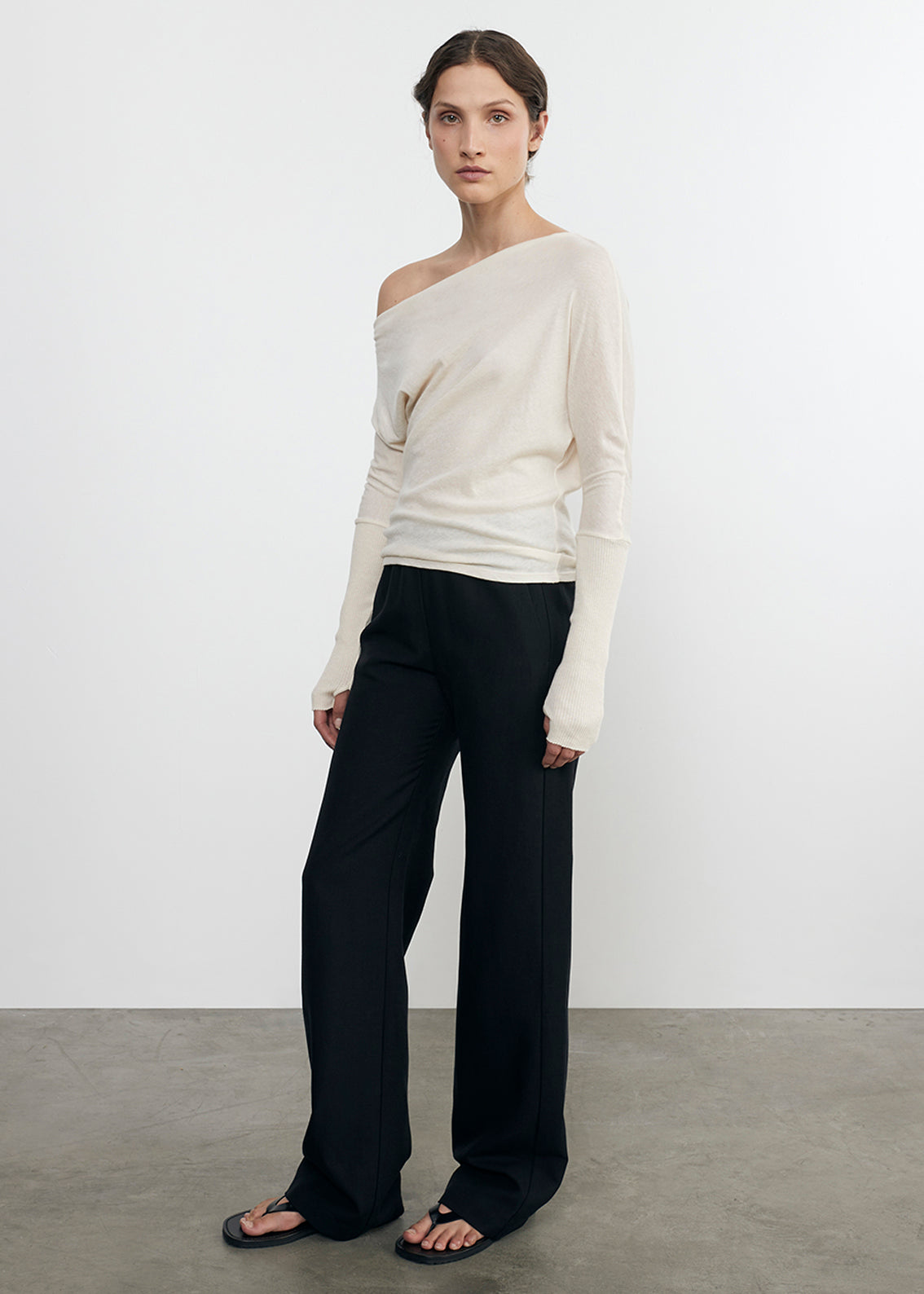 Cashmere Cuffed Off Shoulder L/S | Natural