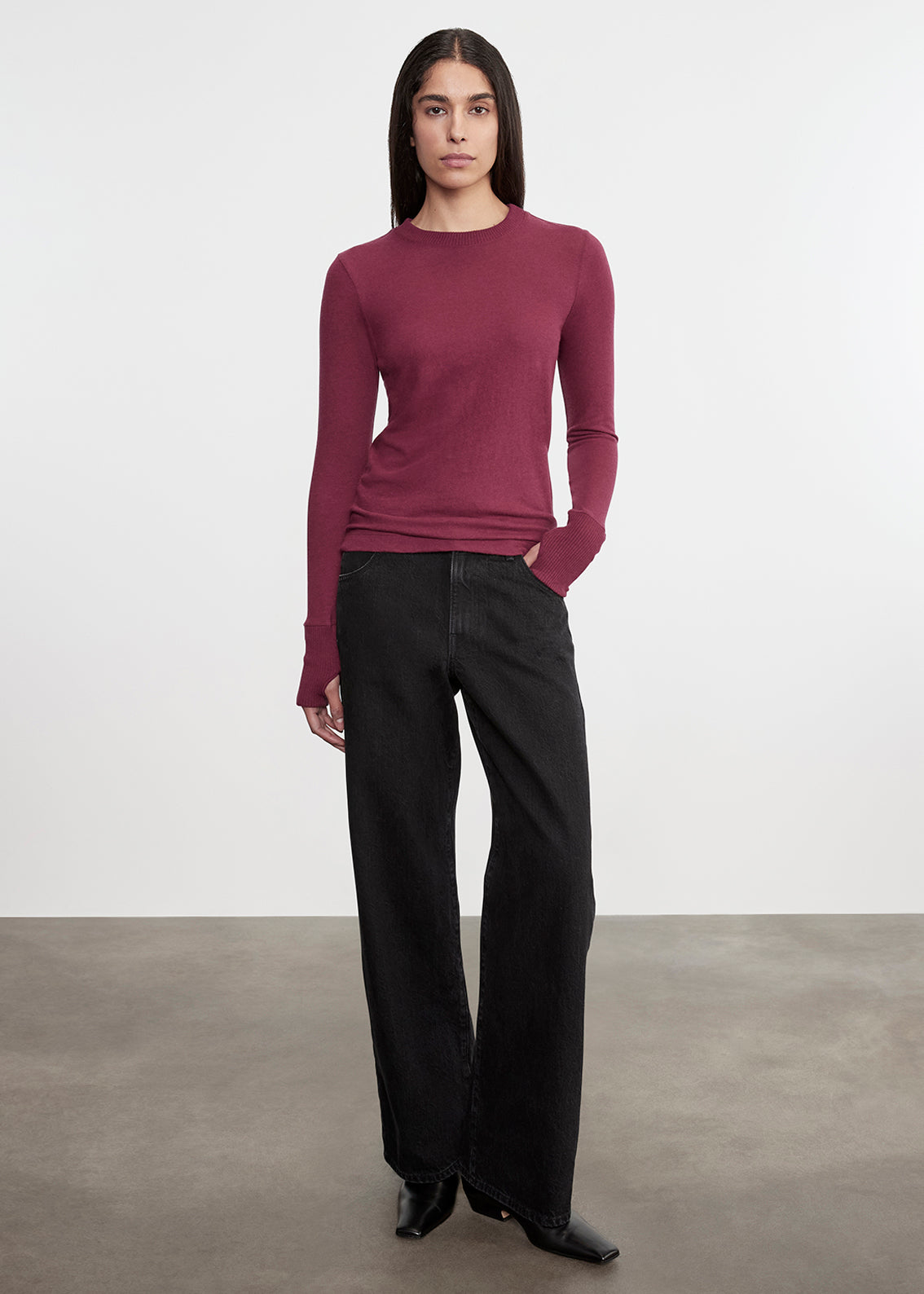 Cashmere Easy Cuffed Crew | Barolo